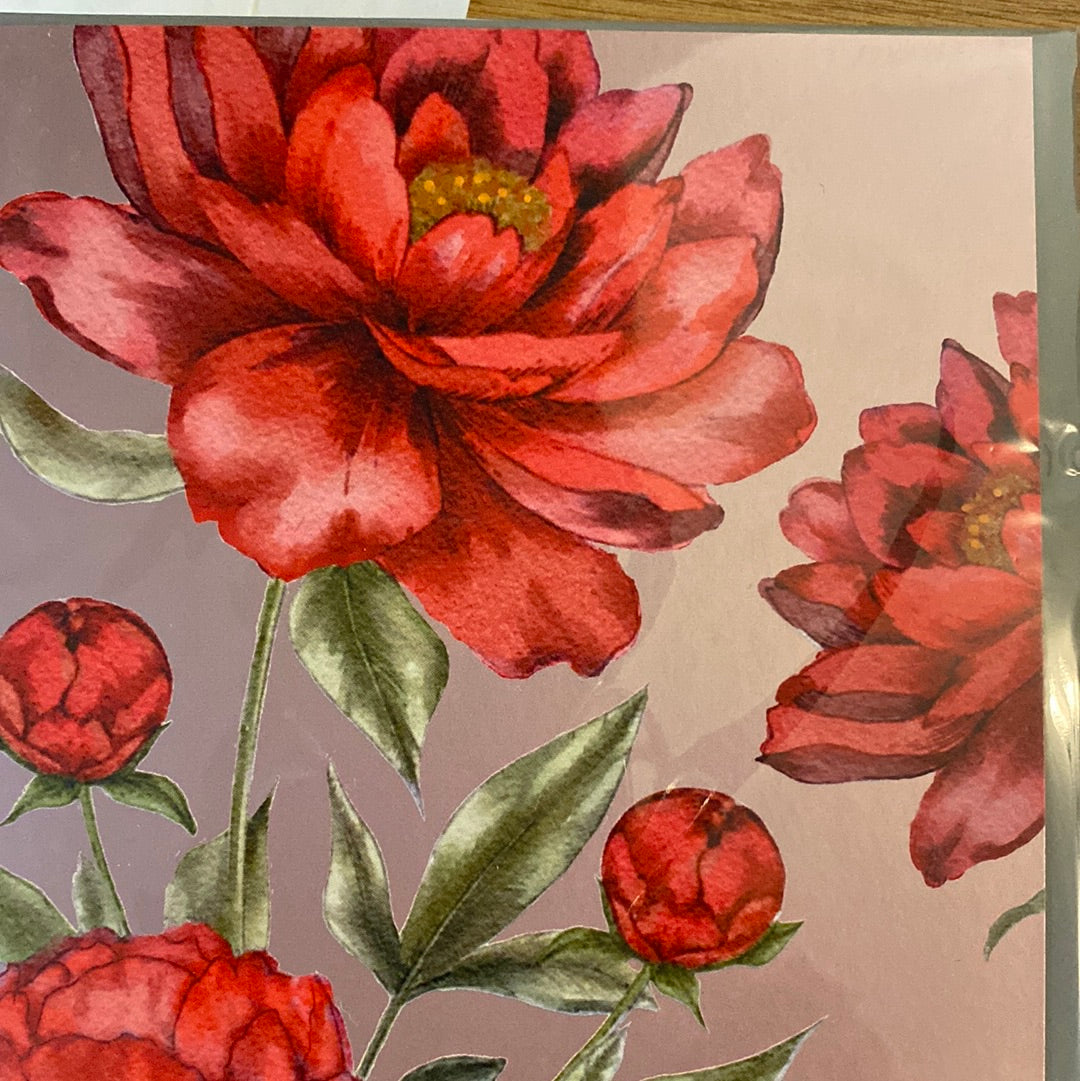 Argent Peony Card by Sarah Boddy