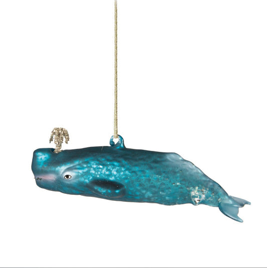 Sass & Belle Glitzy Whale Shaped Blue Christmas Decoration