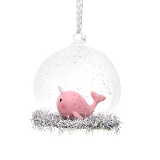 Sass & Belle Pink Narwhal Dome Hanging Decoration