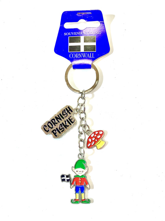 Cornwall Coloured Pixie Keyring