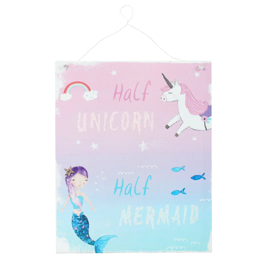 Half Unicorn, Half Mermaid Metal Hanging Sign