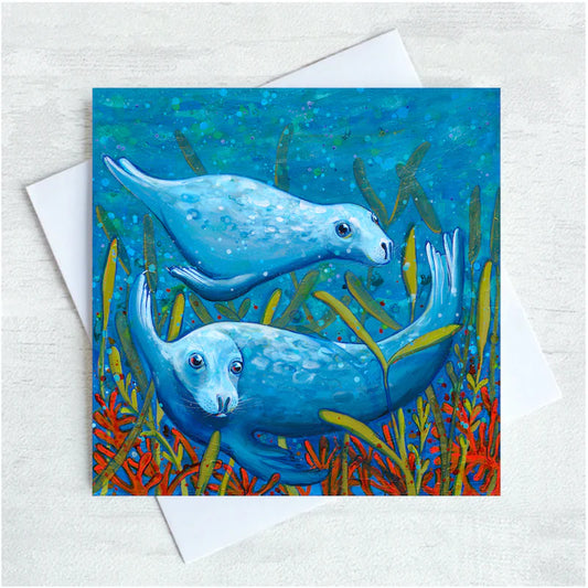 "Swimming Seals" Greetings Card