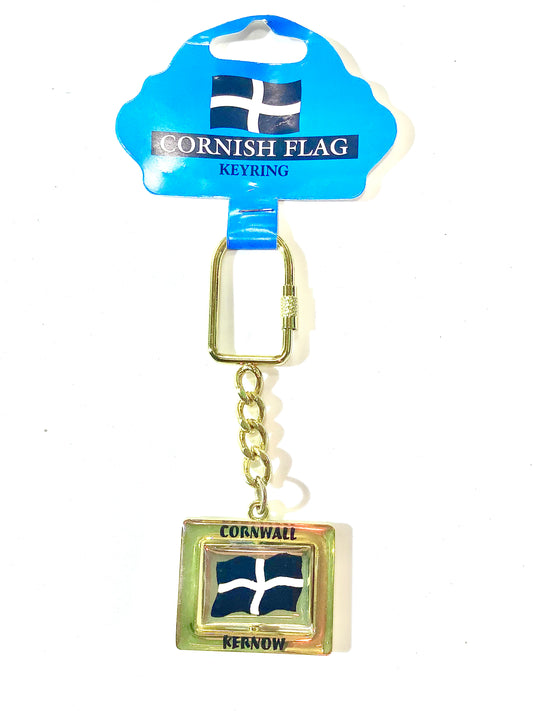 Gold Cornwall/Kernow Flag Keyring