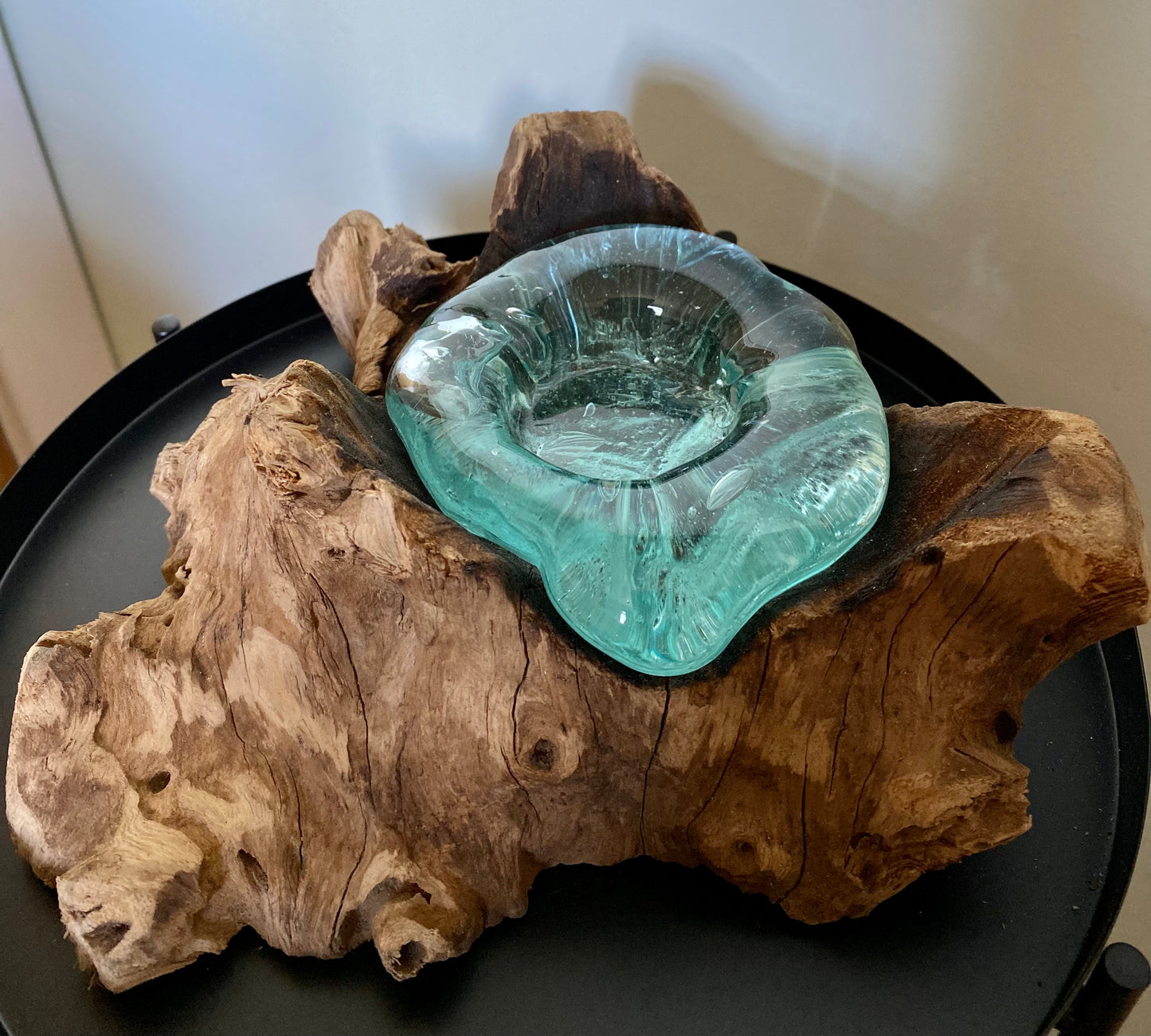 Wood Root Glass Tea-light Holder