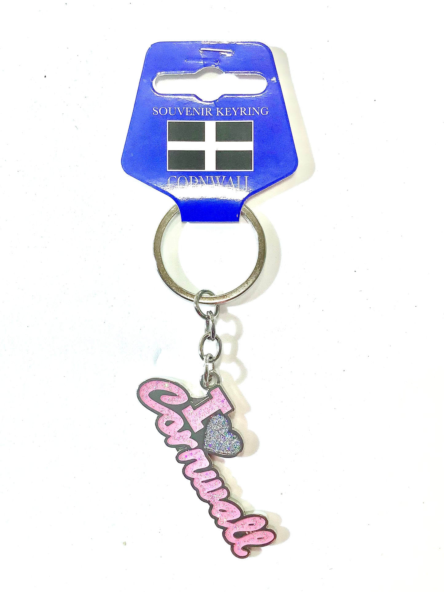 Glitter Heart Cornwall keyring