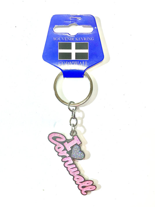 Glitter Heart Cornwall keyring