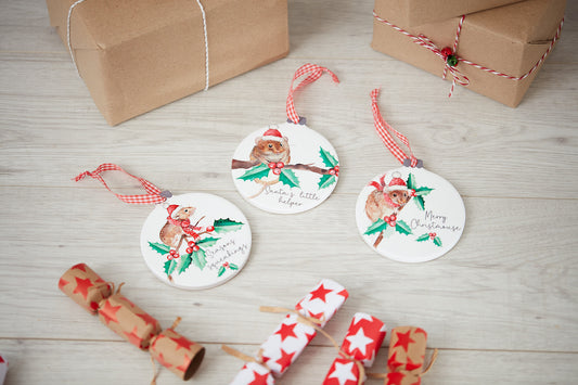 Ceramic Festive Mice Plaques