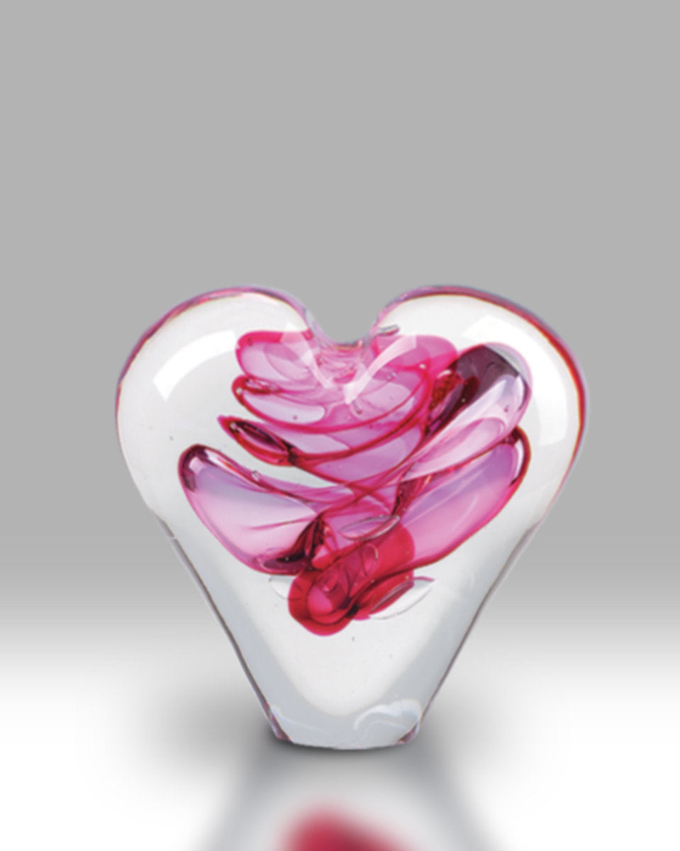 Crystal Passion Heart Paperweight - Pomegranate