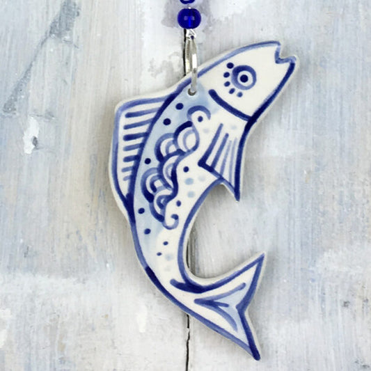 Blue Fish Ceramic Hanging Decoration