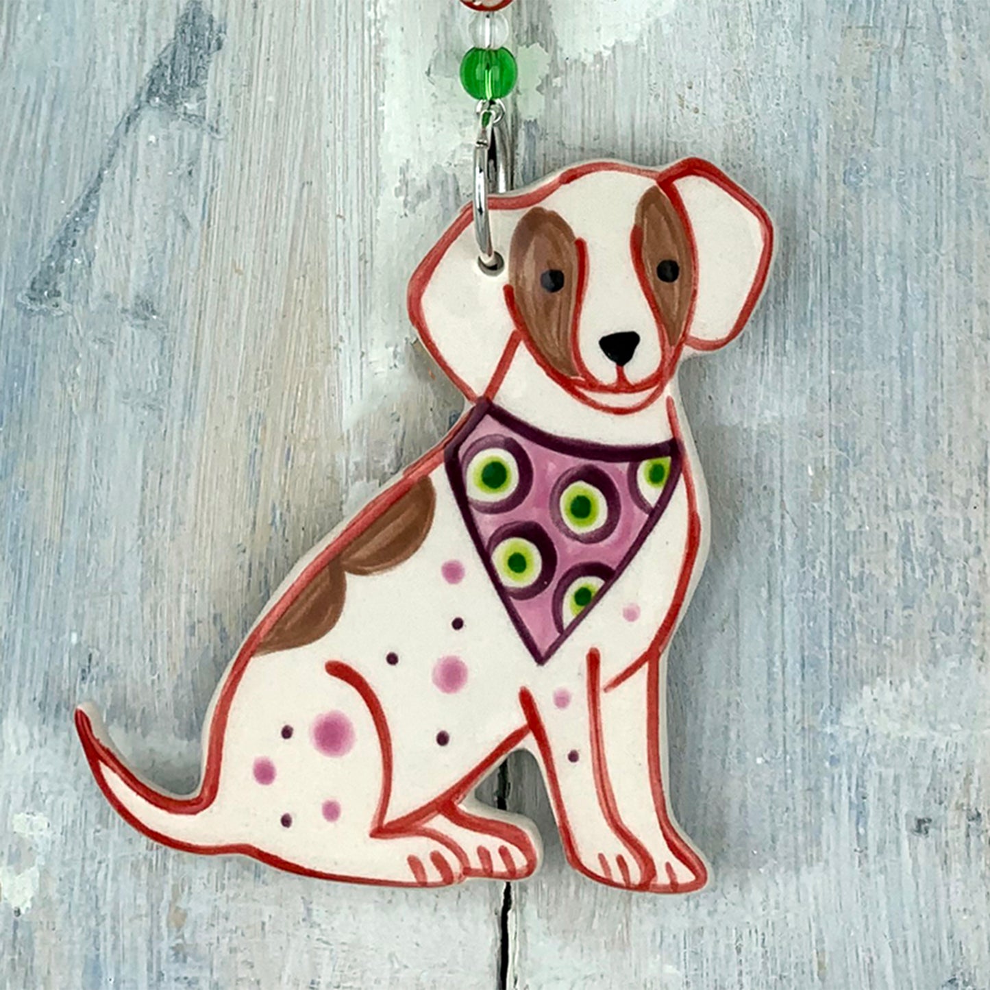 Colour Dog Ceramic Hanging Decoration