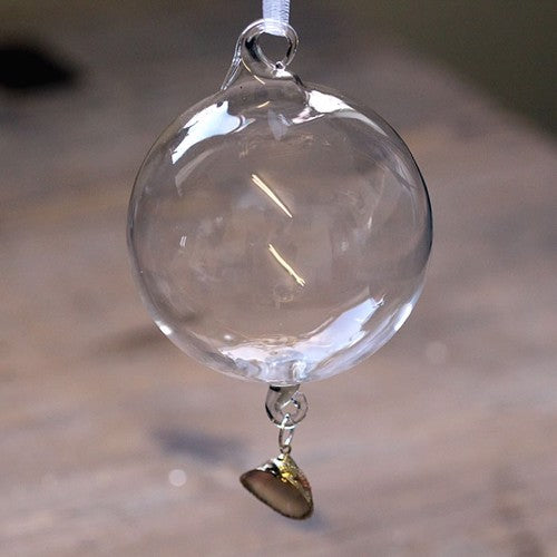 Clear Glass Ball with Hanging Gilt Edged Cockle Shell