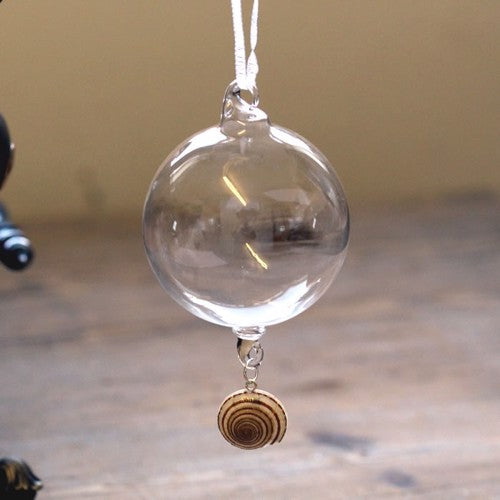 Clear Glass Ball with Hanging Sundial Shell