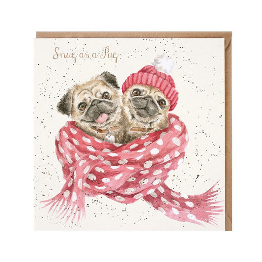 ‘Snug as a Rug’ Pug Christmas Card