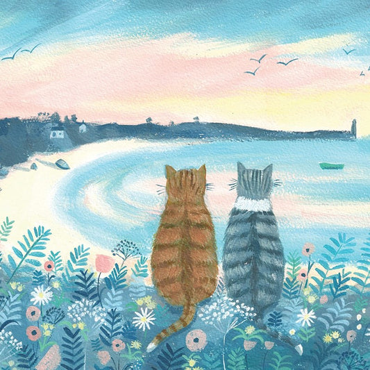 'Sunset Cats' Greetings Card
