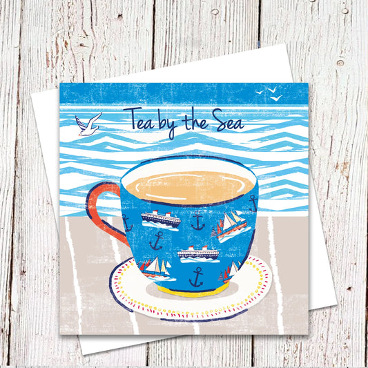 Tea by the Sea Blank Card by Lou Mills